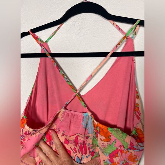 GB Gianni Bini Floral Pink Maxi Dress 🔥 lined 🔥 small - Picture 4 of 8